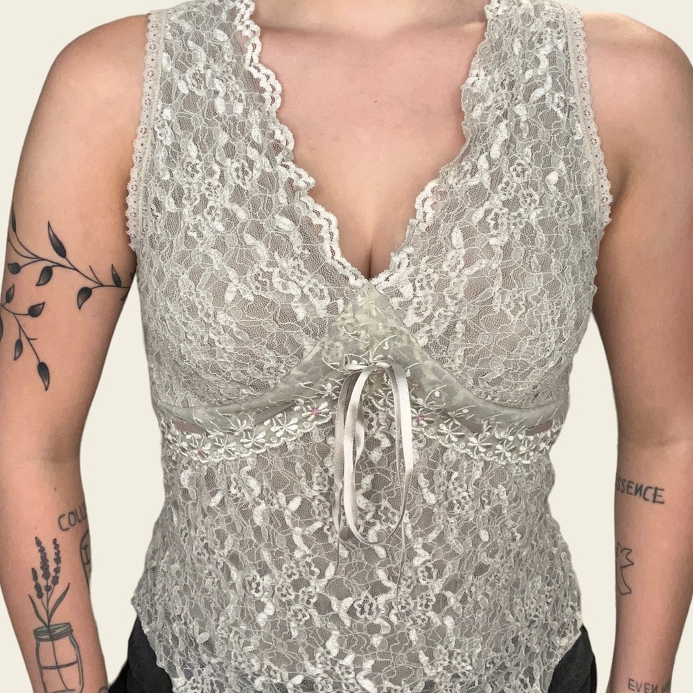 Vintage fairy lace tank , y2k tank , fairycore , cottagecore lace top